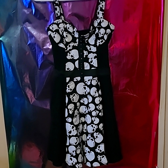 Royal Bones Skull print Skater Dress - Picture 1 of 3